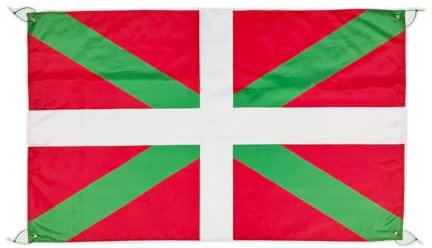 Bandera grande País Vasco de 150 x 90 cm para balcón con 4 ojales y 4 bridas (Euskadi)