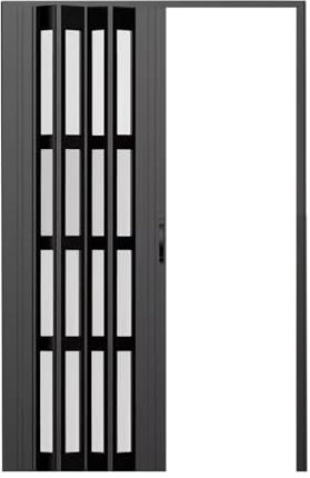 Porte accordéon Transparente Noire, Porte coulissante Pliante en Aluminium et Acrylique pour Cuisine, buanderie et séparateur de pièce, Porte intérieure à Plusieurs Volets de Haute