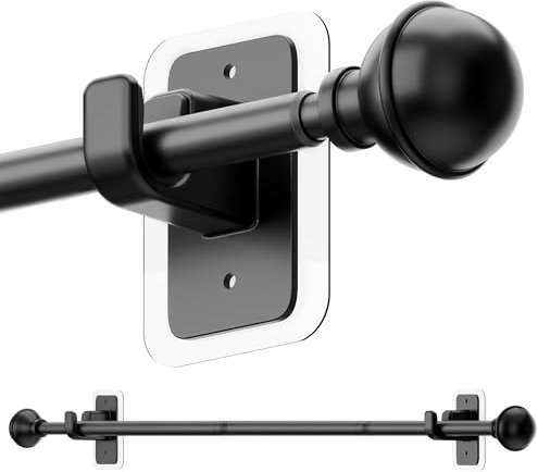 Gardinenstange Hne Bohren 68-132cm Vorhangstange Schwarz Ausziehbar Mit zwei Halterung, Curtain Rod No Drill, Gardinenstangen Für Schlafzimmer, Wohnzimmer Oder Küchenfenster
