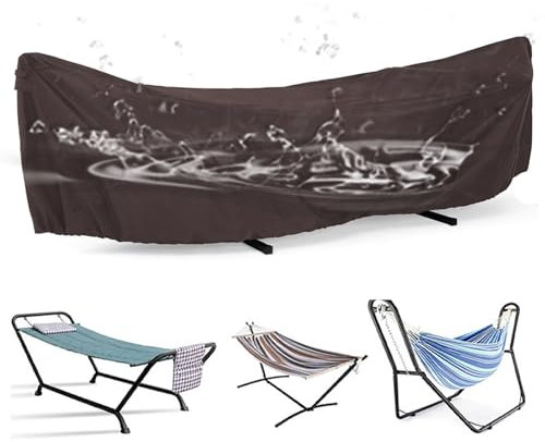 XUHCLY Funda para Hamaca Impermeable Funda para Hamaca de Jardin,Cubierta de Hamaca,Funda Protectora para Hamacas y Bastidores,Funda para Hamaca de Playa Piscina(Size:210D-446x140x97cm,Color:Coffee)