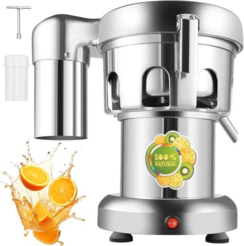 WUCIOA Extracteur de jus Commercial, centrifugeuse électrique 370 W 2800 TR/Min, 80-100 kg/h, Presse-Agrumes en Acier Inoxydable Robuste pour Fruits et légumes Entiers