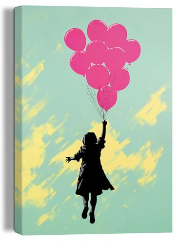 REINDERS Wandbild, Balloons Up, Kinderzimmer, Wandbild, Deko Poster, Wanddeko, Leinwand, Rosa, 30x20cm