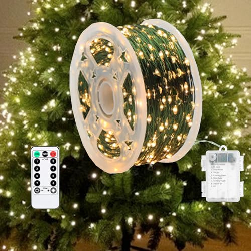 LED Lichterkette Weihnachtsbaum Weihnachtsbeleuchtung Außen Weihnachtsdeko mit 100/200/300/400er Led für Weihnachten Party Garten, Hof, Terrasse, Hochzeit Dekorationen (warmweiß, 10m 100LED)