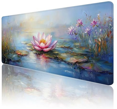 Tapis de Souris Fleur Tapis de Souris Gamer XXL 1200x600x3mm ImperméAble Et AntidéRapant Mousepad Bords Cousus Une éTendu SousMains Tapis Souris Violet pour Gamer, Pc et DéCoration de Bureau J95