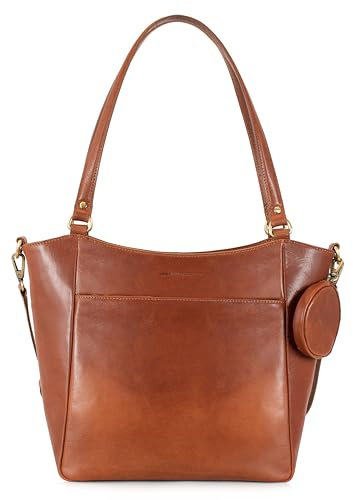 Marc Peter Camile Handtasche Damen I Damenhandtasche aus Nappaleder I Vintage Umhängetasche I Schultertasche Vintage Braun