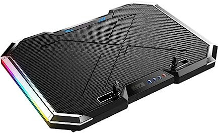 jojofuny Base Refrigeradora Portátil para Laptop con Ventilador RGB y Control Táctil LCD Soporte Ajustable Ángulos Doble Puerto USB Almohadilla De Enfriamiento Silenciosa para Ordenador