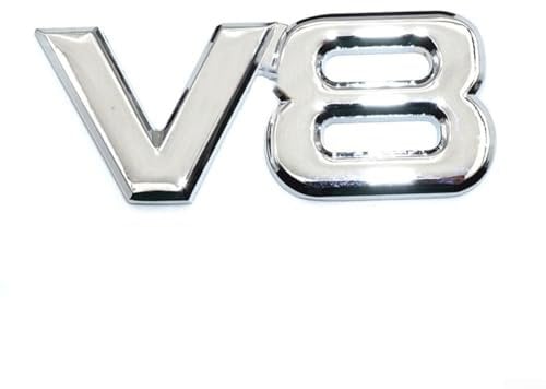 High Performance V8 Emblem Badge Aufkleber Chrom Silber für PKW und LKW (Silber)