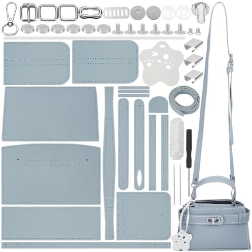 WADORN DIY Set Zur Herstellung Handgefertigter Beuteltaschen, Set Zur Herstellung von Crossbody Handtaschen Aus Kunstleder DIY Handtaschen Für Damen Näh Bastelmaterial 20x7x12cm, Blau