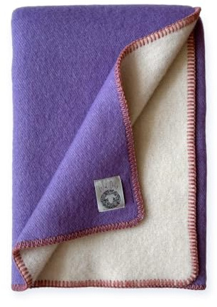 JOWOLLINA WoolOnly Doubleface Wendedecke Plaid aus norwegischer Wolle 130×200 cm (Lilac-pink)