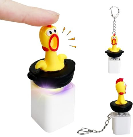 Keyboard Fidget Toy, Funny Keyboard Keychain with Sound and LED Light, Cute Fidget Clicker with Screaming Chicken, Stress Relief Toys for Adult To Release Emotions