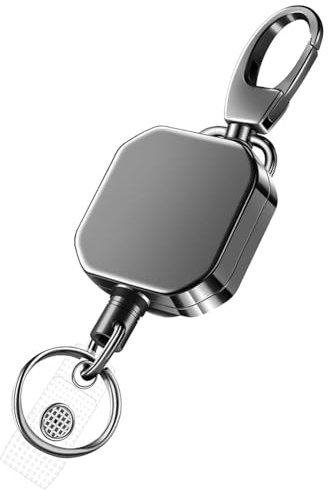 Reinscer 2er-Pack Robuste, Einziehbare Ausweishalter Aus Metall, Karabinerhaken, Schlüsselanhänger, Gürtel, Ausweishalter, Clip, Schlüsselring, Ausweishalter