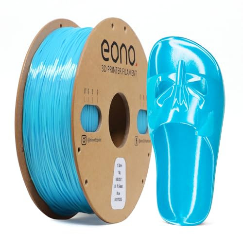 EONO Silk TPU Filament 1.75mm Flexibel & Glänzend wie Silk, Shore 95A TPU Silk Blau, 1KG Weiches, aber belastbares TPU für Mode, Deko & Funktionsteile