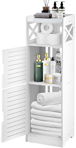 Youyijia Bathroom Storage Cabinet 3 Tier Waterproof White Home Furniture Bathroom Storage Unit with Open Storage Shelf for Office Living Room Kitchen Entryway 80 * 24 * 20CM