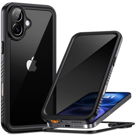 Lanhiem for iPhone 16 Privacy Case, Waterproof Dustproof Shockproof Cases for iPhone16 with Privacy Screen Protector, Full Body Protective Phone Cover for iPhone 16-6.1 inch (Black)