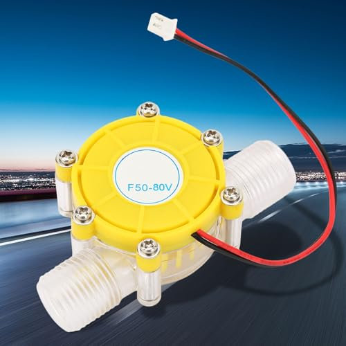 Turbina Micro Hidroeléctrica, Generador Micro Hidroeléctrico, Turbina de Bomba de Flujo Agua F50 DC Liviana y Compacta para Generación Energía Energía Hidroeléctrica (F50 80V Amarillo transparente)