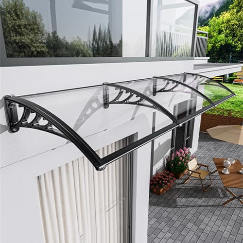 XMLYSMYS Vordach Überdachung Haustürvordach, Regenschutz Vordach Aus Polycarbonat, UV-/Regen-/Schneeschutz für Veranda, Terrasse und Deck(60x300cm/24x118)