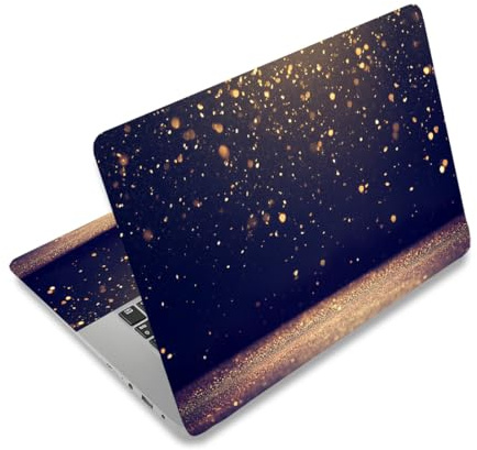 PLIGREAT Laptop Aufkleber Skin Abdeckung Für 15 Laptop Universeller Vinyl Notebook Art Protector Netbook PC Abdeckungsaufkleber Goldglitzer Schimmerfleck