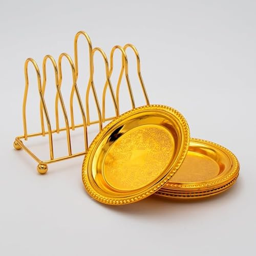 6 x Orientalische Untersetzer für Gläser Teegläser Gold oder Silber HM 5402 (Gold)