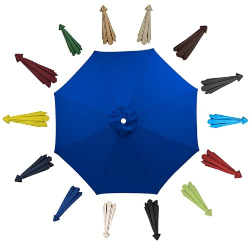2.0m 2.30m 2.7m 3.0m Auvent de Remplacement pour Parasol, 6 Baleines/8 Baleines Tissu De Rechange Pour Parapluie, Toile De Parasol Déporté Remplacement pour Extérieur, Jardin(Royal blue,2.0m/6 Arms)