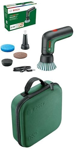 Bosch Electric Cleaning Brush UniversalBrush (3.6 Ah Integrated Battery, 1 Micro USB Charger and 4 Cleaning attachments Included, in Carton Packaging) + Bosch Storage Case