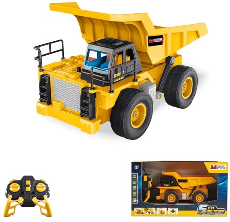 Mondo Motors Fernbedienbarer Kipplaster, Maßstab 1:24, inkl. wiederaufladbarem Batteriepack, mit vom Fernbedienung kontrollierbaren Bewegungen, Spielzeug für Kinder 63849