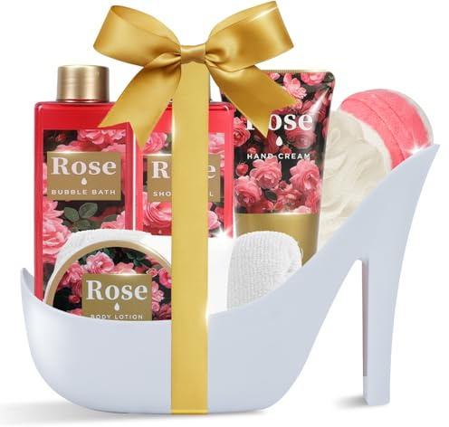 Spa Luxetique Coffret Soin Femme - 8pcs Parfum de Rose Coffret Beauté Femme avec le Bain Moussant et la Lotion pour le Corps, Cadeau Saint Valentin, Coffret Cadeau Anniversaire,Cadeau Fete des Meres