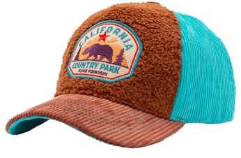 King Kerosin Herren Trucker Cap · Kappe · Mit Cord-Front · Teddyfutter · Winter · Sherpa · Snapback · Outdoor · Adventure · Vintage · Retro · Patch · Stickerei · California Counrty Park