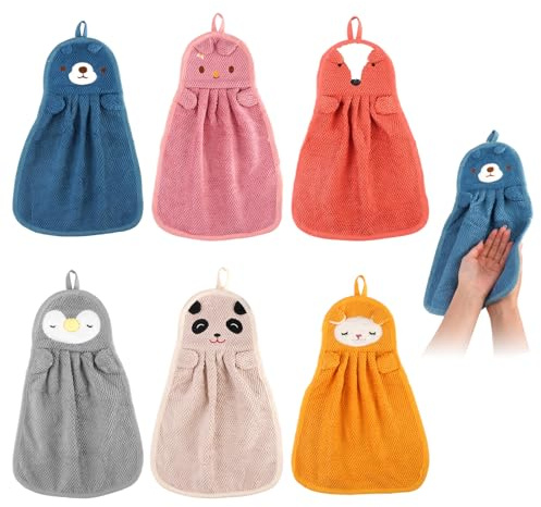 6 Pièces Serviettes pour Enfants Essuie-Mains à Suspendre, Essuie-Mains