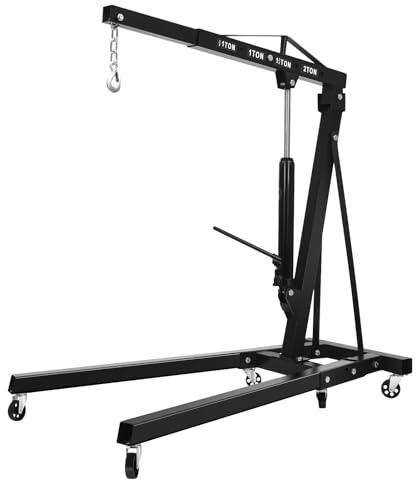unkonwcy Cric de moteur pliable 2 tonnes - Grue d'atelier - Grue à moteur - Grue pliable - 6 roulettes - Noir