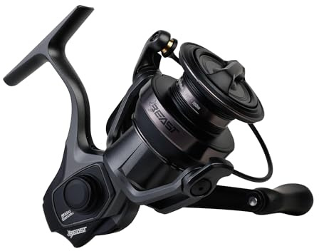 Abu Garcia Beast Spinnrolle | Rolle zum Angeln von Raubfischen im Süß- und Salzwasser | Großköder, Crankbaits und Kunstköder | Rahmen aus Legierung | Mehrere Größen