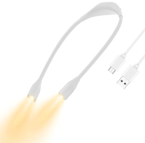 Tutamaz LED Hals Leselampe Buchlampe Wiederaufladbar, 4 LEDs Leselicht mit 3 einstellbare Farbtemperaturen und Einstellbare Helligkeit, Flexibel Arm, USB-Kabel Inklusive, zum Lesen, Stricken, Camping