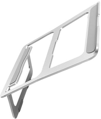 LALADEFIEE Foldable Laptop Stand Aluminum Alloy Silver Triangle 18 Degree | Anti-slip Ergonomic Design, Heat Dissipation Support, Compact Folding Rack for Notebook PC Use