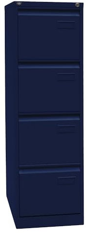 Bisley LIGHT Hängeregistraturschrank, einbahnig, DIN A4, 4 HR-Schubladen, Metall, 639 Oxfordblau, 62.2 x 41.3 x 132.1 cm