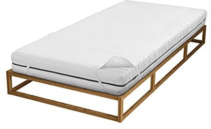biberna Sleep & Protect 0808301 Matratzenauflage Molton mit Sanfor Ausrüstung, atmungsaktiv, hohe Feuchtigkeitsaufnahme 1x 100x220 cm natur