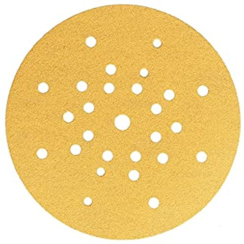Mirka Schleifpapier Gold Ø 225 mm Klett 27-Loch P80 10 Stück | Zum Schleifen von Gips Spachtel Spanplatten Holz Lack Hochwertiges Klett-Schleifpapier P80 10 Stück