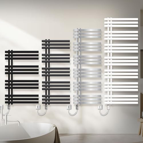 ECD Germany Iron EM Design Radiateur Anthracite Electrique - avec Elément Chauffant Chrome 1200W - 600 x 1600 mm - Connexion Latéral - Kit de Montage Mural Inclus - Sèche-Serviettes Salle de Bain