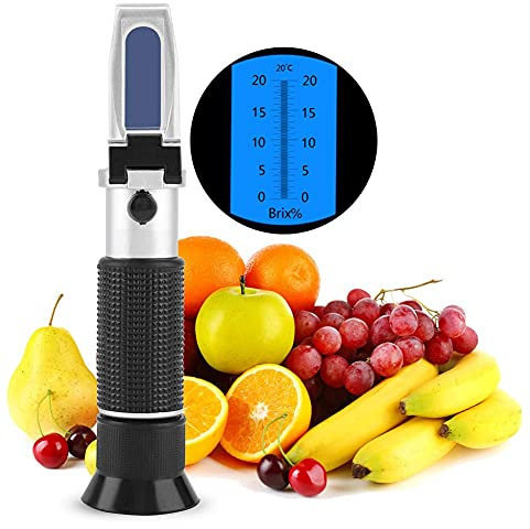 Brix Refraktometer Professionelles 0~20% Zuckergehalt messgerät Brix Scale Range Tester mit automatischer Temperaturkompensation für Bier Weinfruchtzucker Spezifisches Gewicht