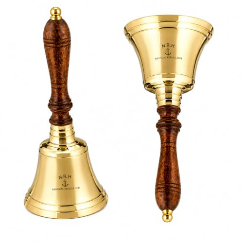 Glocke aus massivem Messing mit Holzgriff, für Schule und Abendessen, nautisches Geschenk