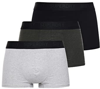 Superdry Trunk Multi Triple Pack Boxer Court, Noir/Olive/Gris, XXL (Lot de 3) Homme