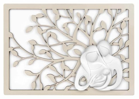 MAZZOLA LUCE Quadretto famiglia albero della vita 13x18 cm moderno capoletto capezzale tavolo parete nocciola