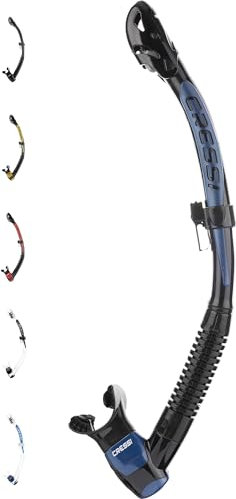 Cressi Unisex-Adult Itaca Ultra Dry Snorkel Trockenes Freitauchen und Schnorcheln, Schwarz/Blau Metal, Einheitsgröße