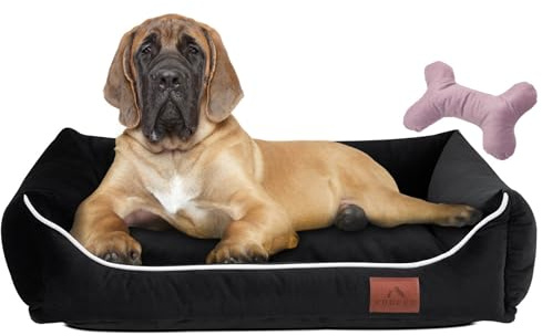 FUUFEE Hundebett XL | Hundesofa für Sehr Große Hunde 120 x 90 cm | Waschbar Hundebett | Abnehmbarer Bezug Mit Reissverschluss | Schwarz