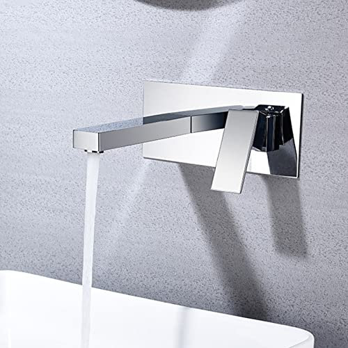Wasserhahn Einhebelmischer Wandmontage Armatur Waschtischmischer Wand Waschtisch Badarmatur Mischbatte Chrom Becken Waschbecken in der Wand Becken Auslauf Mischbatterie Messing verchromt