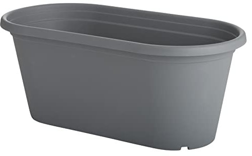 Clever Pots Kunststoff Pflanzentrog, 60cm Lange Garten-Pflanzgefäße, Outdoor- oder Indoor-Pflanztröge mit Entwässerungslöchern, Leichter, wetterfester Topf für Blumen, Pflanzen & Terrasse, Holzkohle