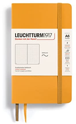 LEUCHTTURM1917 365646 Notizbuch Pocket (A6), Softcover, 123 nummerierte Seiten, Rising Sun, Dotted