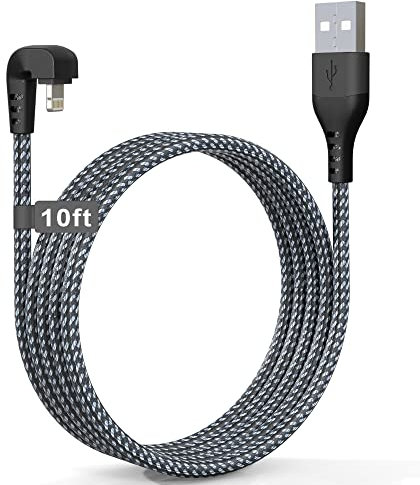 90 Grad iPhone Ladekabel 3M U-förmiges Design für Spiele, Apple MFI-zertifiziertes Lightning Kabel 3M, 180 Grad Lightning Kabel Winkel Anti-Biege Anti-Fraktur mit Datenübertragung für iPhone/Pad/Pod