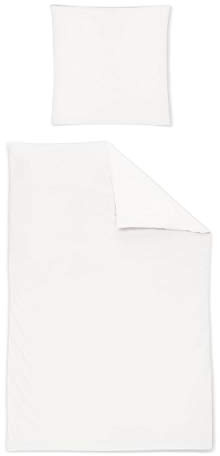 Irisette Mako-Satin Uni Bettwäsche Set Uni Paris 8000 Weiss 240 x 220 cm + 2 x Kissenbezug 80 x 80 cm