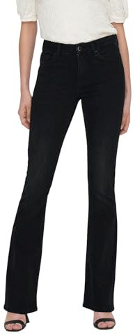 Only Onlblush Mid Flared Dnm Tai1099 Noos Pantalones vaqueros elásticos, Mujer, Washed Black, MW x 30L