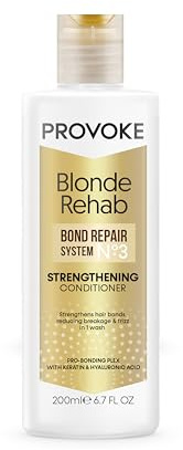 PROVOKE Blonde Rehab N0'3 Bond Repair Strengthening Conditioner 200 ml, Reduces Breakage and Frizz in 1 Wash Formulated with a Pro Bonding Complex, Keratin and Hyaluronic Acid, for Damaged Hair,
