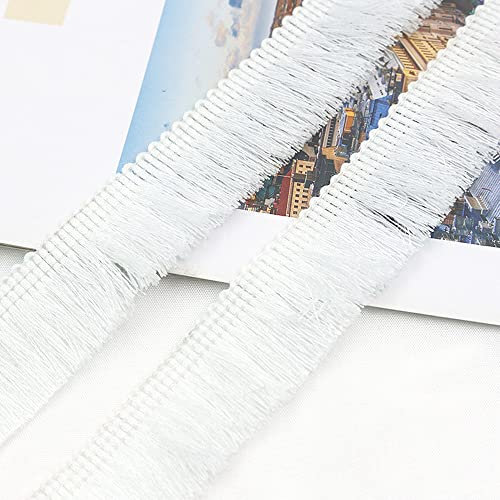 2 Meters 2.5cm Quaste Fransenborte Fransenband Schnittfranse Dekoband Zierband Dekoborte Tanzfransen Nähzubehör für Kleidung,Kostüme,DIY Nähen,Gardinen,Tischdecken,Tischläufer,Dekoration,Bleichen